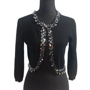 Studio Y Black Sequined Shrug Jacket Size Medium
